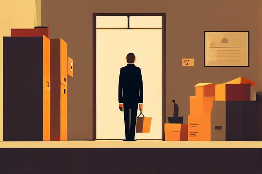 Employee layoff. An employee being let go.