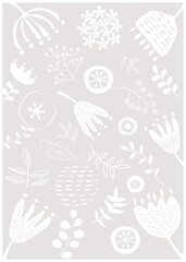 北欧風_花柄グレージュ背景縦