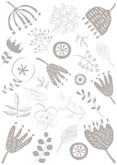 北欧風_花柄グレージュ背景縦