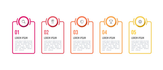 Infographic frame line design with icons and 5 options or steps. Vector illustration.