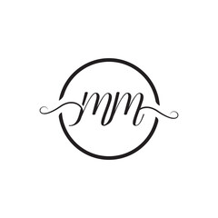   Initial Handwritten MM M M Letters Logo with a minimalist design.