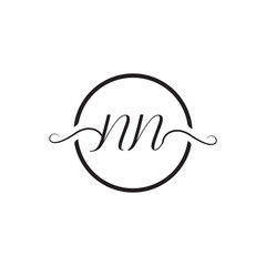   Initial Handwritten NN N N Letters Logo with a minimalist design.