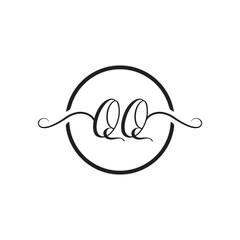   Initial Handwritten QQ Q Q Letters Logo with a minimalist design.
