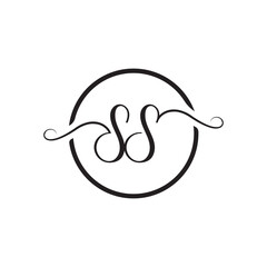   Initial Handwritten SS S S Letters Logo with a minimalist design.