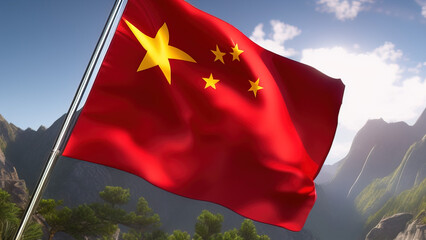 China Flag, Simple and Clean Design of Chinese Tradition, Generative AI