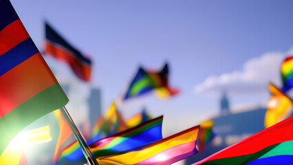 Pride Flag, Bold and Vibrant Emblem of Equality and Inclusion, Generative AI