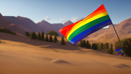 Pride Flag, Dynamic and Modern Design of LGBTQ+ Movement, Generative AI