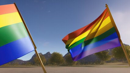 Pride Flag, Minimalist and Clean Design of LGBTQ+ Activism, Generative AI