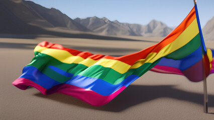 Pride Flag, Retro and Nostalgic Design of LGBTQ+ History, Generative AI