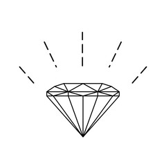 Line diamond icon. Isolated Flat linear outline sign. Diamond pictograms.