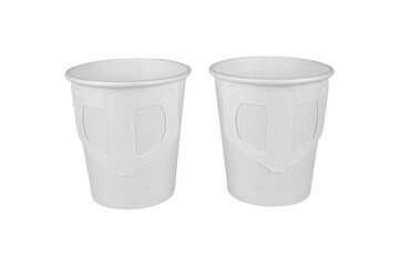 Paper cups isolated on white background.