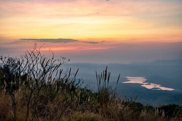 Fototapeta na wymiar Sunset view from Phu Pa Po in the province of Loei in Thailand