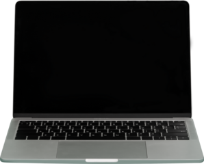 Cutout of laptop computer isolated transparent with white screen