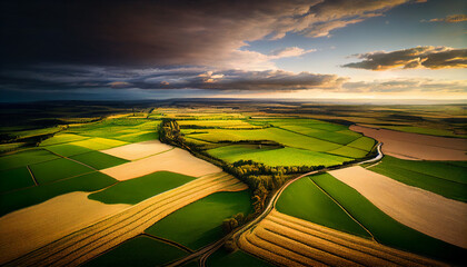 beautiful landscape growing Paddy rice field crop agricultural