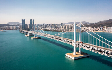Aerial view of Gwangan Bridge in Busan