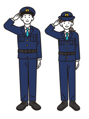 男女の警官のベクターイラスト素材／警察／お巡りさん
