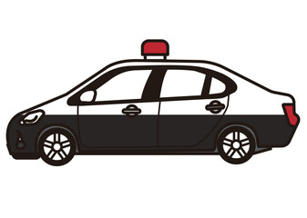 シンプルで使いやすいパトカーのベクターイラスト素材／警察／警官／パトロール © ニワトコ