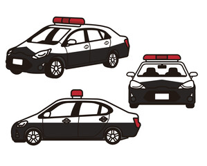 シンプルで使いやすいパトカーのベクターイラスト素材／警察／警官／パトロール