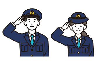 男女の警官の上半身のベクターイラスト素材／警察／お巡りさん