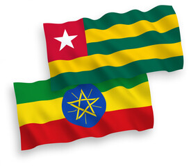 Obraz premium Flags of Togolese Republic and Ethiopia on a white background