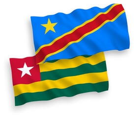 Flags of Togolese Republic and Democratic Republic of the Congo on a white background