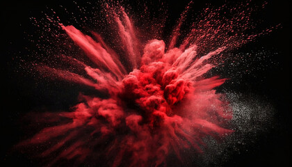 red powder explosion on black background