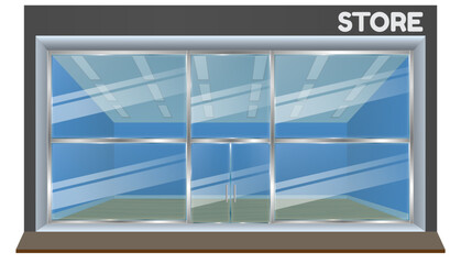modern shop facade building with glass door isolated - 3d illustration