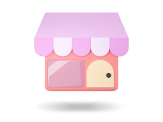 Shop or Store. Online Shopping icon. 3D render illustration.
