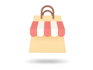 Shopping Bag. Online Shopping icon. 3D render illustration.
