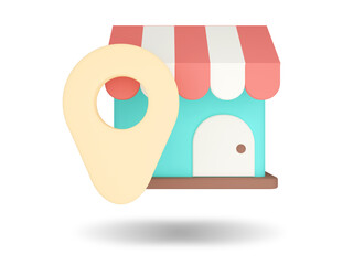 Location shop. Online Shopping icon. 3D render illustration.

