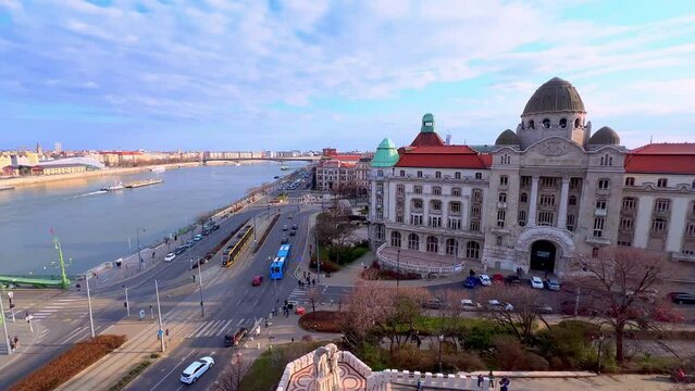 The Gellert Hotel and Thermal Baths from Gellert Hill, Budapest, Hungary