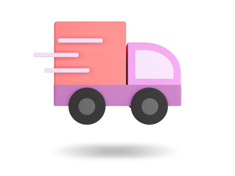 Delivery Truck. Online Shopping icon. 3D render illustration.
