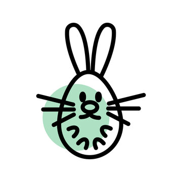 Easter bunny face outline vector icon illustration