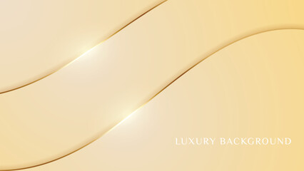 Elegant background with line golden elements Realistic luxury paper cut style 3d modern concept