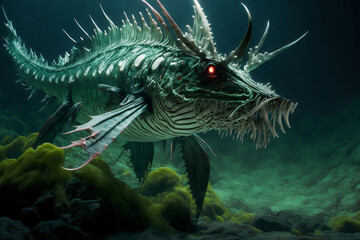 Fototapeta na wymiar AI-Generated Types of Sea Dragon Fish Monsters