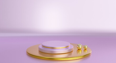 Cylinder purple Stage background pedestal podium product display to show product Purple background 3d .copy space