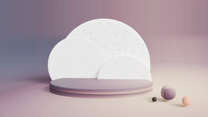 Cylinder purple Stage background pedestal podium product display to show product Purple background 3d .copy space