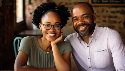 Fototapeta premium Empowering Confidence and Relationship in the Workplace: Celebrating National Couple's Day with Diversity Inclusivity in the Industry with African American Writer Couple (generative AI