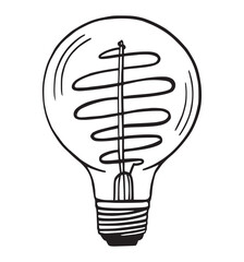 Vector light bulb. Hand drawn illustration. A simple sketch of a lamp.