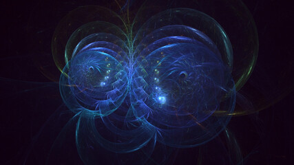 3D rendering abstract blue technology fractal background