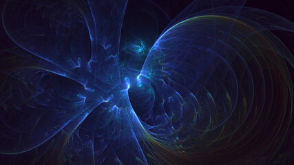 Obraz premium 3D rendering abstract blue technology fractal background