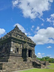 Fototapeta premium Ijo temple with blue sky. The highest temple in Yogyakarta