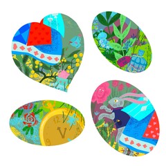 Alice in Wonderland. icons and illustrations
