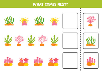 What comes next game with cute cartoon sea weeds.