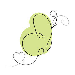 Butterflies line art set. Contour work of one line, for decoration, logo, etc