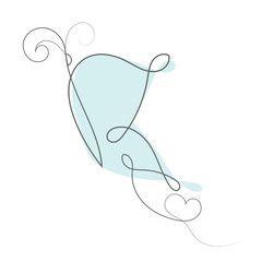 Butterflies line art set. Contour work of one line, for decoration, logo, etc