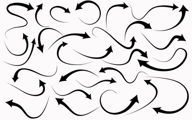 Vector set of arrows on white background. Different elements for design, Set of hand drawn arrows doodle design elements 