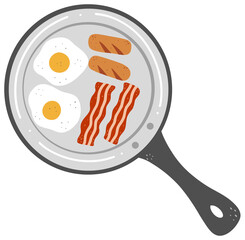 Bacon, Eggs, and Sausages on Pan