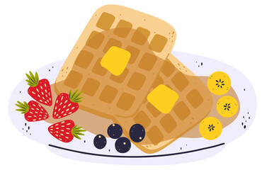 Waffle with Fruits