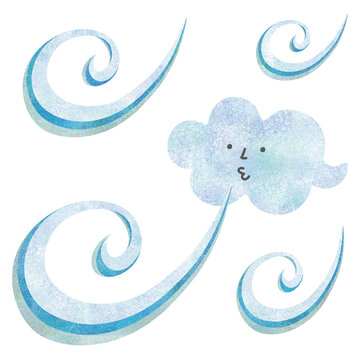 水彩風　雲と風のイラスト
